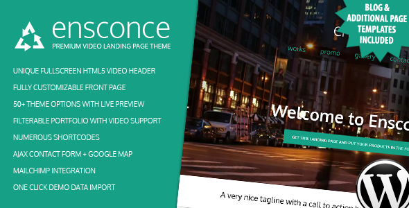 قالب Ensconce - صفحه فرود ویدئو وردپرس