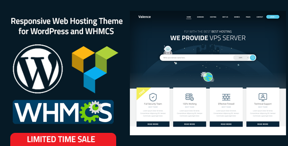 قالب Valence - قالب وردپرس وب سایت فروش هاست + قالب WHMCS