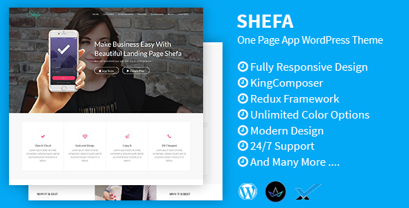قالب Shefa - قالب وردپرس تک صفحه ای برای اپلیکیشن