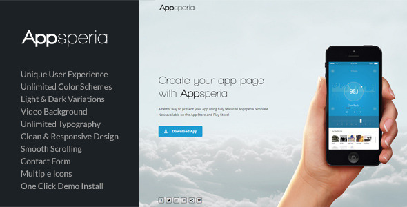 قالب AppSperia - صفحه ی فرود اپلیکیشن وردپرس