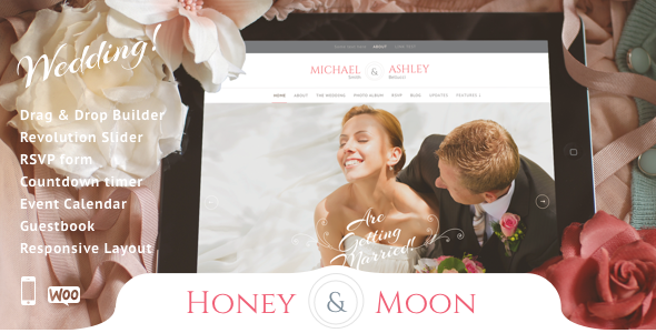 قالب Honeymoon - قالب وردپرس خدمات عروسی