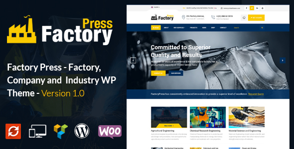 قالب FactoryPress - قالب وردپرس کارخانه، شرکت و صنعت