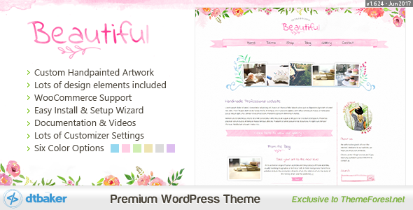 قالب Beautiful Floral Watercolor - وبلاگ و فروشگاه
