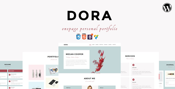 قالب Dora - پوسته وردپرس تک صفحه ای شخصی و نمونه کار