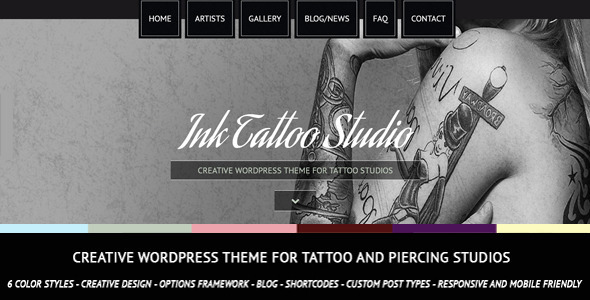 قالب Ink Tattoo Studio - قالب وردپرس خلاق
