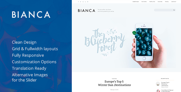 قالب Bianca - قالب وردپرس بلاگی ساده