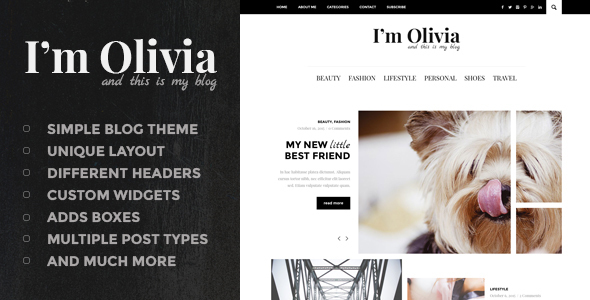 قالب Olivia - قالب وردپرس ویلاگی ساده