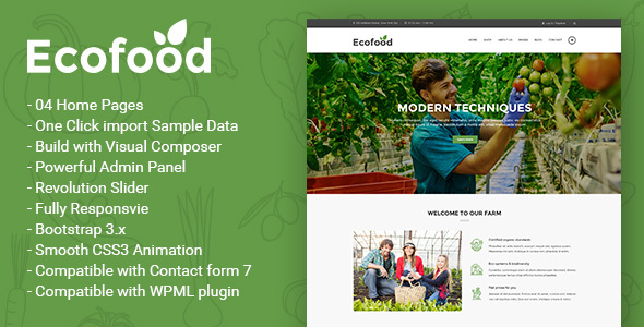 قالب Ecofood - قالب وردپرس محصولات اورگانیک