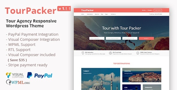 قالب Tour Packer - قالب وردپرس آژانس مسافرتی