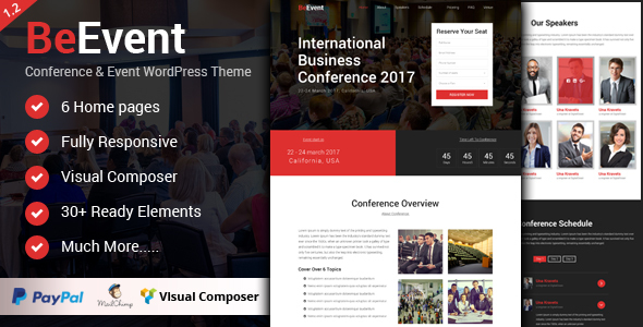 قالب BeEvent - قالب وردپرس کنفرانس و رویداد