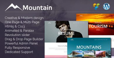 قالب Mountain - قالب وردپرس تک صفحه ای خلاق