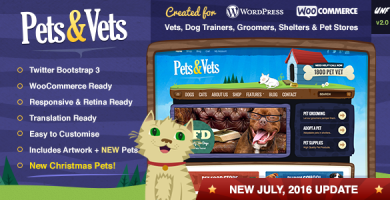 قالب Pets & Vets - پوسته فروشگاهی ووکامرس