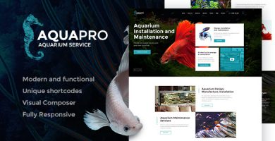 قالب AquaPro - قالب وردپرس خدمات آکواریوم و فروشگاه آنلاین