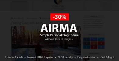 قالب Airma - قالب وردپرس وبلاگ شخصی