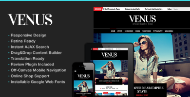 قالب Venus - قالب وردپرس سایت مجله خبری