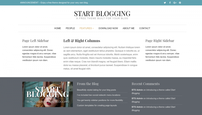 پیش نمایش دسکتاپ قالب وردپرس Start Blogging