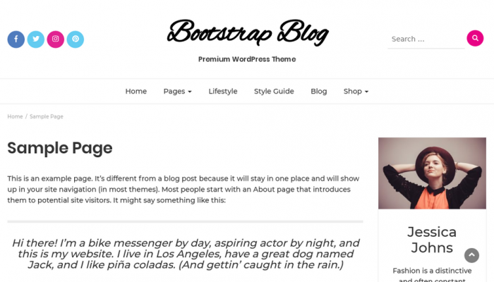 پیش نمایش دسکتاپ قالب وردپرس Bootstrap Blog